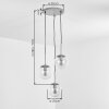 Suspension moderne Gastor, trois abat-jour en verre clair en grappe pour la table à manger