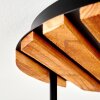 Plafonnier Gastor à 5 lumières avec socle en lattes de bois et abat-jour en verre fumé