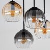 Plafonnier moderne Koyoto en grappe, 4 lumières, abat-jour fumé, ambre, clair