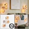 Applique murale moderne Gastor en set de 2 avec 3 abat-jour en verre ambré