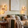 Applique murale moderne Gastor en set de 2 avec 3 abat-jour en verre ambré