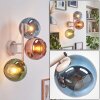 Applique murale moderne Koyoto, 3 abat-jour ronds en verre bleu, vert et cuivré