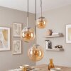 Suspension moderne Gastor à 3 lumières, réglable au montage, abat-jour ambrés