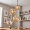 Suspension moderne Gastor à 3 lumières, réglable au montage, abat-jour ambrés