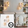 Applique murale moderne Gastor en lot de 2 avec trois abat-jour en verre ambre et clair