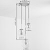 Suspension Gastor, trois abat-jour ronds ambre, réglable au montage, pour la table à manger