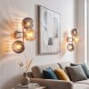 Applique murale Koyoto, lot de 2, à 3 abat-jour ronds verticaux fumés et ambrés