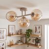 Plafonnier moderne Koyoto à 3 lumières avec abat-jour ronds ambrés disposés en ligne