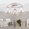 Plafonnier moderne Gastor à trois lumières avec abat-jour ronds en verre clair