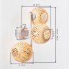 Applique murale Boho Basto, lot de 2, avec trois abat-jour ronds en bambou tressé