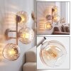 Applique murale Koyoto moderne à trois abat-jour ronds en verre cannelé ambre et clairs