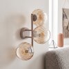 Applique murale Koyoto moderne à trois abat-jour ronds en verre cannelé ambre et clairs