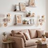 Applique murale Koyoto sable, set de 2, abat-jour ronds en verre cannelé ambre et clair