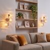 Applique murale Koyoto sable, set de 2, abat-jour ronds en verre cannelé ambre et clair