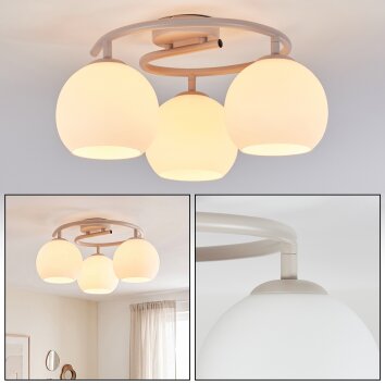 Plafonnier Koyoto moderne à 3 lumières, abat-jour ronds en verre blanc