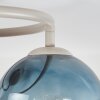 Plafonnier Gastor moderne à trois abat-jour ronds en verre bleu, vert, cuivré et clair