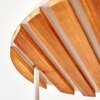 Plafonnier moderne Koyoto avec socle rond à lattes de bois et cinq lumières
