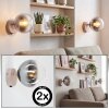 Applique murale moderne Gastor, lot de 2, abat-jour sphérique en verre fumé clair, E14