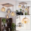 Plafonnier moderne Gastor à 4 lumières avec abat-jour ronds en verre fumé, ambre et clair