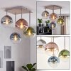 Plafonnier Gastor, 4 abat-jour ronds en verre multicolores pour la table à manger
