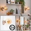 Applique murale moderne Gastor en lot de 2 avec abat-jour rond en verre ambré