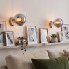 Applique murale moderne Gastor en lot de 2 avec abat-jour ronds en verre fumé chromé