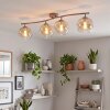 Plafonnier moderne Koyoto à 4 lumières sur barre courbée, abat-jour ambre et clair