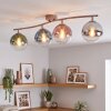 Plafonnier moderne Gastor à 4 abat-jour sphériques en verre multicolores