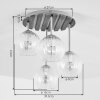 Plafonnier moderne Koyoto avec 4 abat-jour ronds en verre fumé cannelé, ø 15 cm
