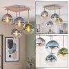 Plafonnier moderne Gastor, 4 lumières en grappe, abat-jour en verre multicolores