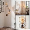 Lampadaire moderne Koyoto, à six lumières en grappe, verre chrome, fumé et ambre