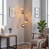 Lampadaire moderne Koyoto, à six lumières en grappe, verre chrome, fumé et ambre