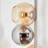 Lampadaire moderne Koyoto, à six lumières en grappe, verre chrome, fumé et ambre