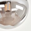 Plafonnier Chehalis, 5 abat-jour en verre fumé groupés, pour la table à manger