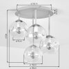 Plafonnier moderne Ripoll en grappe, quatre abat-jour ronds en verre clair, structure sable