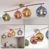 Plafonnier moderne Koyoto à 4 lumières, abat-jour multicolores sur barre courbée