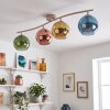 Plafonnier moderne Koyoto à 4 lumières, abat-jour multicolores sur barre courbée