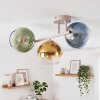 Plafonnier moderne Koyoto à trois abat-jour sphériques en verre multicolores
