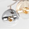 Plafonnier moderne Gastor à 2 lumières, barre courbée, abat-jour en verre ambre et fumé
