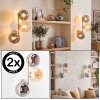 Applique murale moderne Gastor en set de 2 avec 3 abat-jour ronds fumés et ambrés