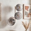 Applique murale moderne Koyoto avec 3 abat-jour ronds en verre fumé cannelé