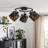 Plafonnier moderne Opatija à trois abat-jour coniques noirs à motifs dorés orientables