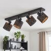 Plafonnier Tallaboa moderne à 4 lumières orientables, avec abat-jour noirs perforés et dorés