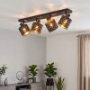 Plafonnier Tallaboa moderne à 4 lumières orientables, avec abat-jour noirs perforés et dorés