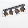 Plafonnier Tallaboa moderne à 4 lumières orientables, avec abat-jour noirs perforés et dorés
