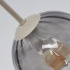 Plafonnier moderne Koyoto, 7 lumières en grappe, structure sable, abat-jour fumés