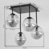 Plafonnier moderne Gastor, 4 abat-jour en verre ambre, fumé et clair en grappe