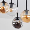 Plafonnier moderne Gastor, 4 abat-jour en verre ambre, fumé et clair en grappe