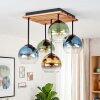 Suspension moderne à 5 lumières Koyoto, abat-jour en verre bleu, vert, doré, clair