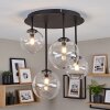 Plafonnier moderne Chehalis, 4 lumières en grappe, abat-jour ronds en verre clair